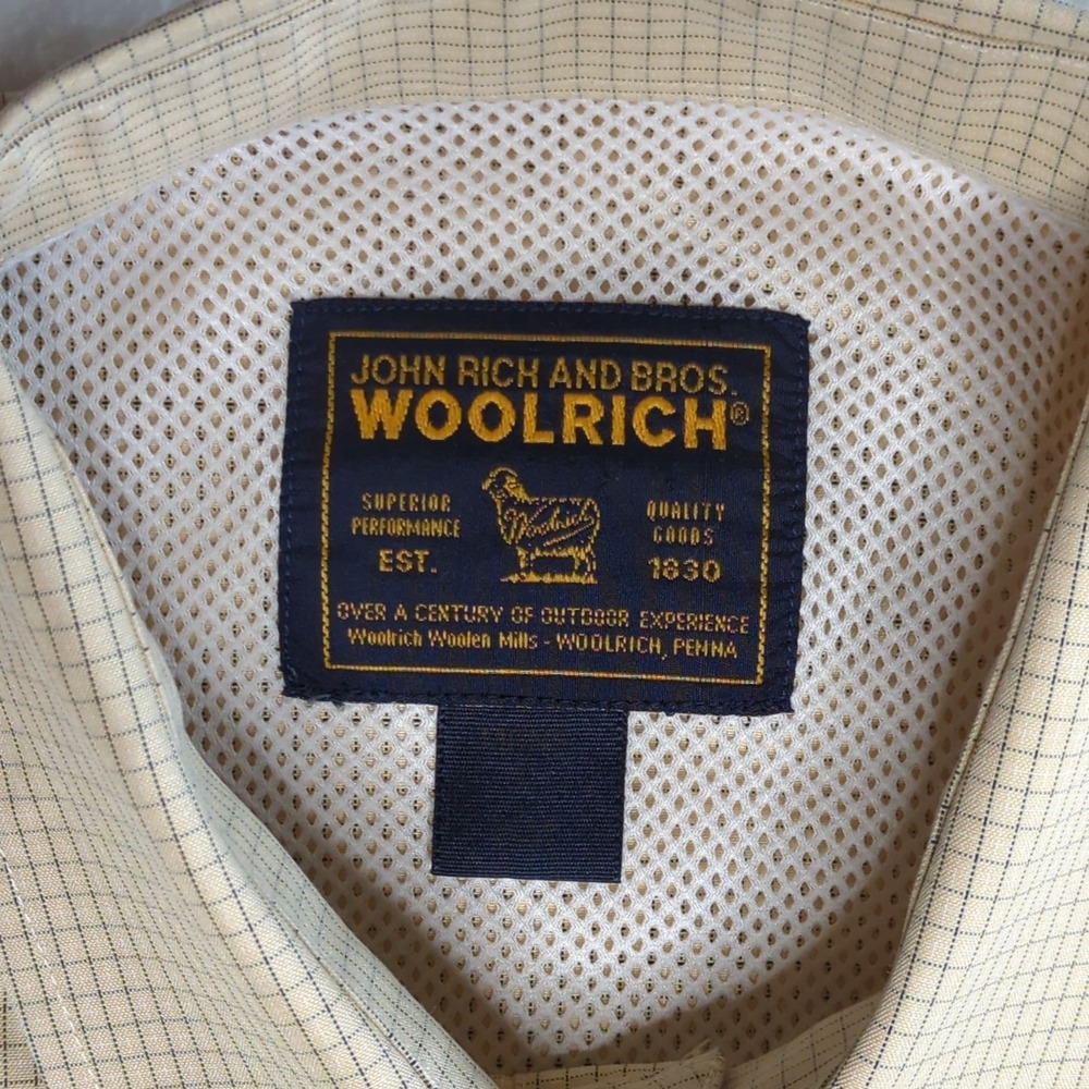 John Rich Bros Woolrich Mens Yellow Checkered Vented Hiking Fishing Shirt Size L - Picture 6 of 15